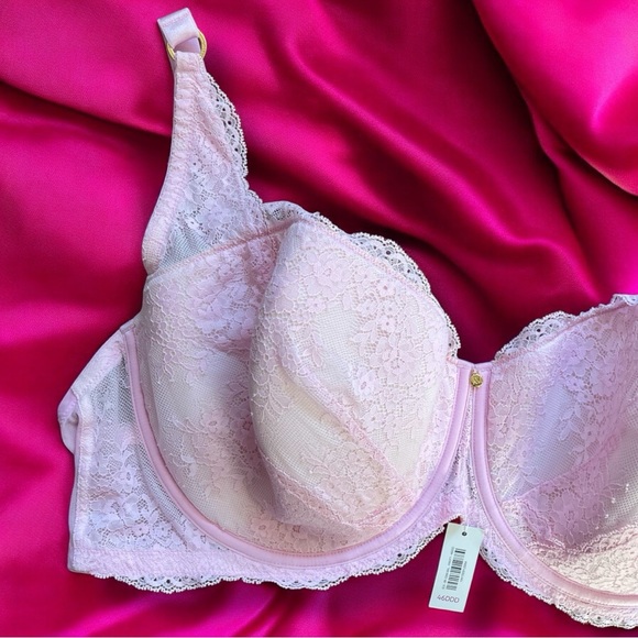 Adore Me Bonnie Pink Floral Mesh Lace Contour Balconette Underwire Plus Size Bra - Picture 5 of 11